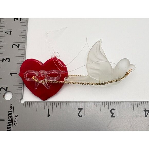 Vintage Dove Heart Christmas Tree Ornament Frosted Glass Bird - Picture 3 of 7